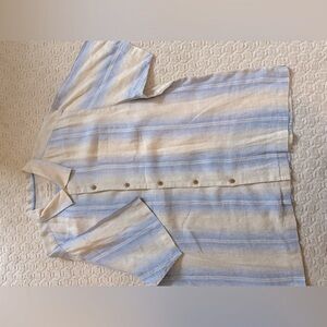 Tommy Bahama Blue and Tan Linen Shirt
